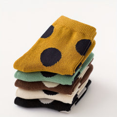 5 Pairs Kids Dot Pattern Crew Socks - Soft & Comfy Children's Socks