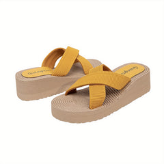 Women's Wedge Sandals Open Toe Slip On Platform Slide Sandals