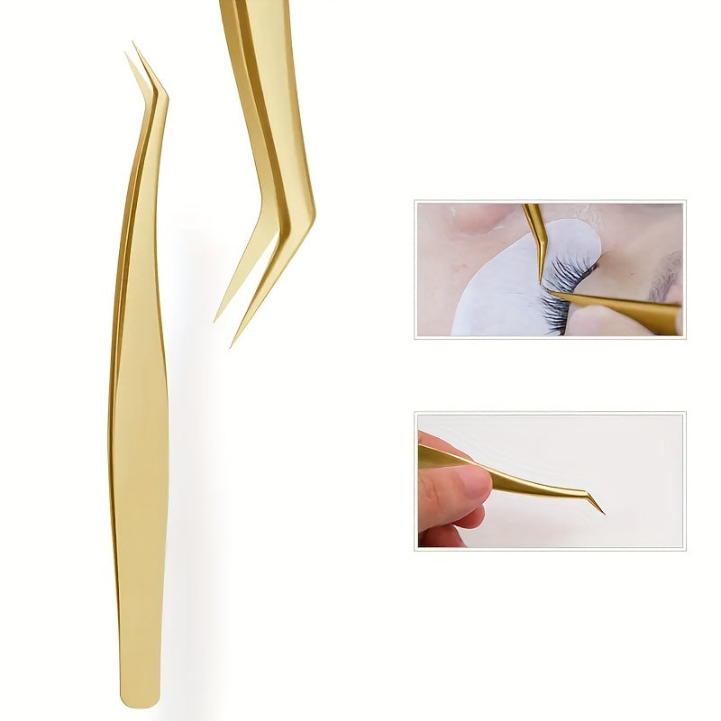 3pcs Stainless Steel Eyelash Extension Tweezers with Portable Case