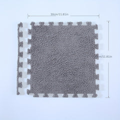 12pc Soft Fluffy Foam Floor Mats Interlocking Carpet Area Rug for Bay Window