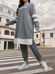Colorblock Slogan Plus Print 2 Piece Set