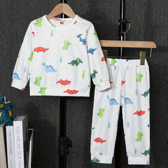 2pcs Dino Graphic Print Pullover & Pants Set for Baby Boys & Girls