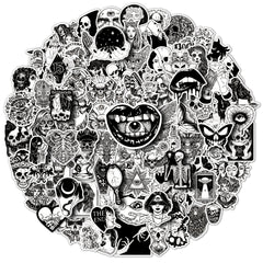 100pcs Gothic Stickers Skull Waterproof Vinyl Stickers For Laptop Phone Car