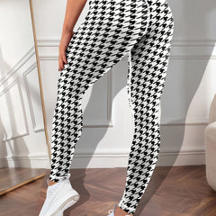 Houndstooth Pattern Yoga Workout Pants for Women