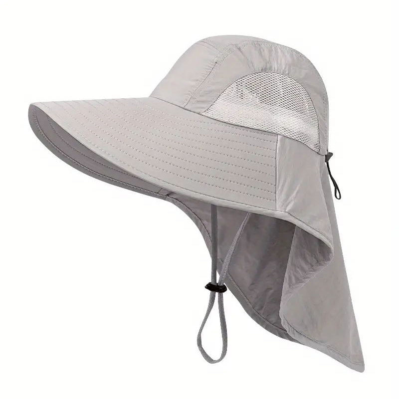 Unisex Mesh Sun Hat With Neck Flap Wide Brim Boonie Hat For Hiking Fishing