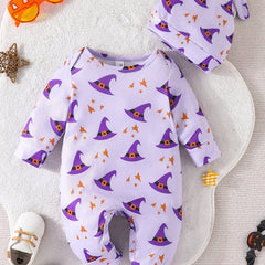 Halloween Party Girls Witch Hat Onesie Set