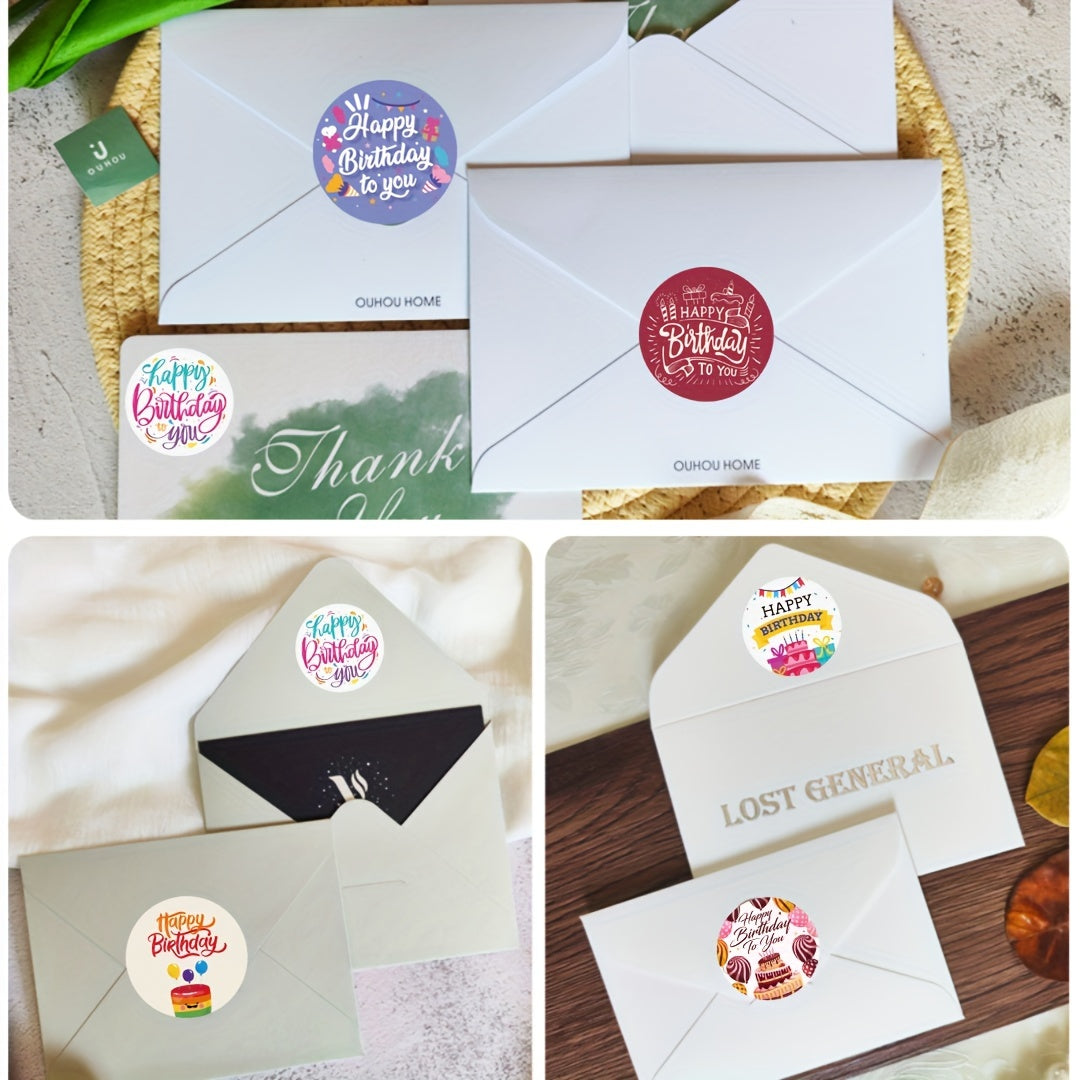 100 High Waterproof Happy Birthday Thank You Stickers 2" Large Size - 20 Designs