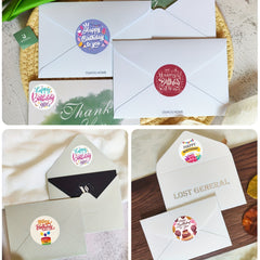 100 High Waterproof Happy Birthday Thank You Stickers 2" Large Size - 20 Designs
