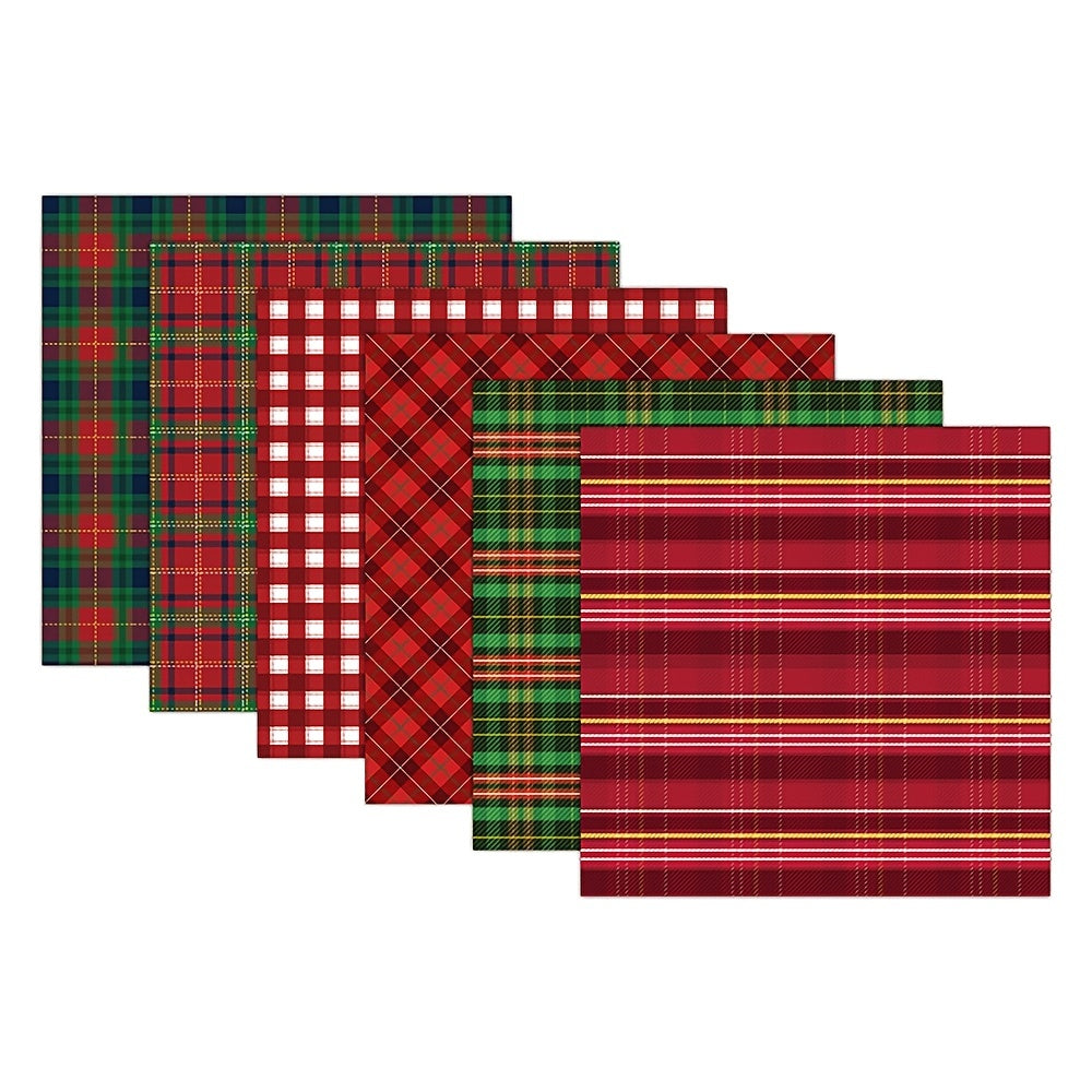 12pcs Plaid Pattern Scrapbook Paper 6 6in DIY Material For Crafting
