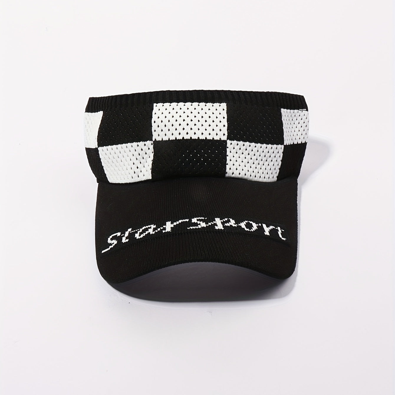 Ponytail Visor Hat UV Protection Plaid Knitted Sun Hat Lightweight