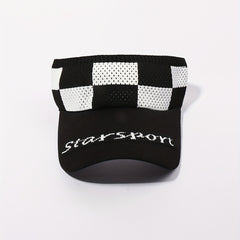 Ponytail Visor Hat UV Protection Plaid Knitted Sun Hat Lightweight