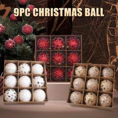 9pcs Shatterproof Christmas Tree Ball Decorations - Solid Style