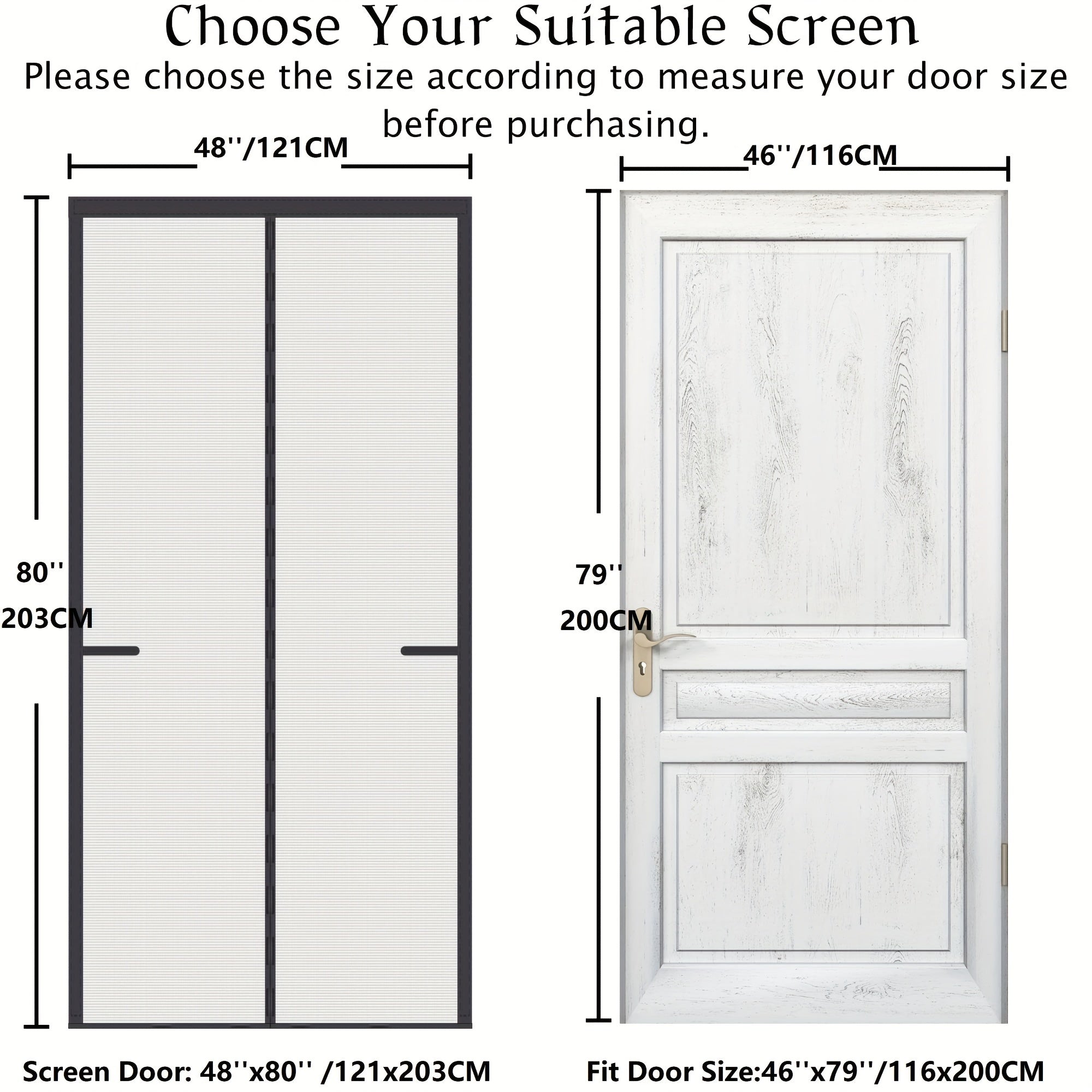 Magnetic Screen Door Fits 84x200cm Doors - Heavy Duty Fiberglass Mesh