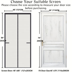 Magnetic Screen Door Fits 84x200cm Doors - Heavy Duty Fiberglass Mesh