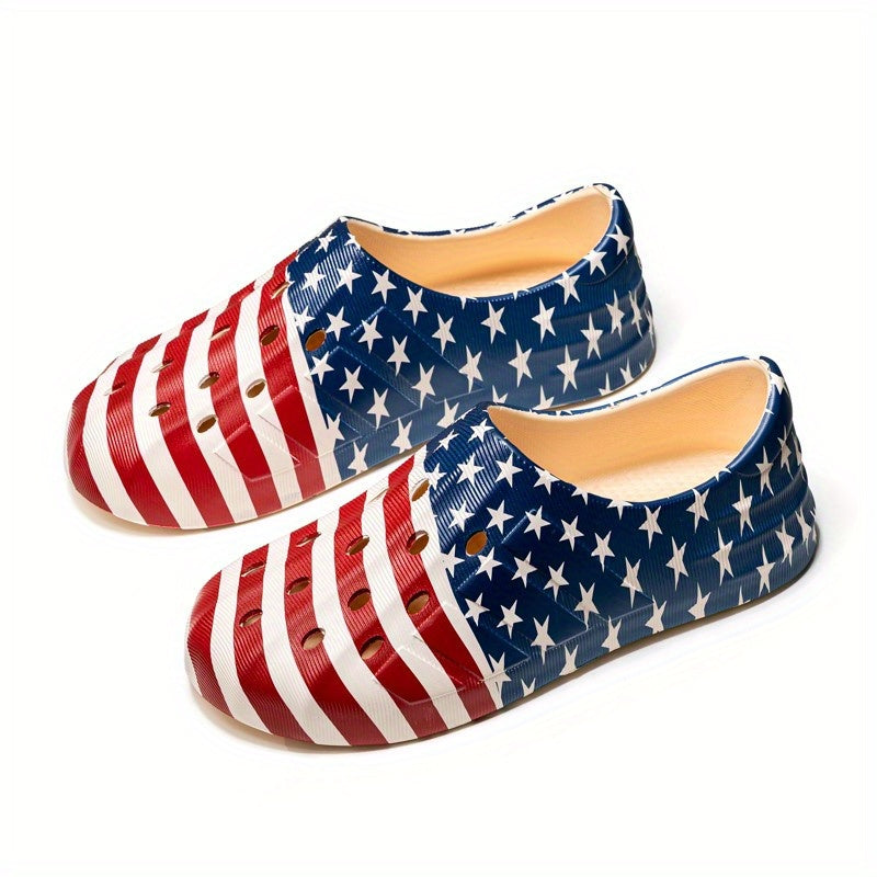 Men's Star & Stripe Print Foam Clog Sandals American Independence