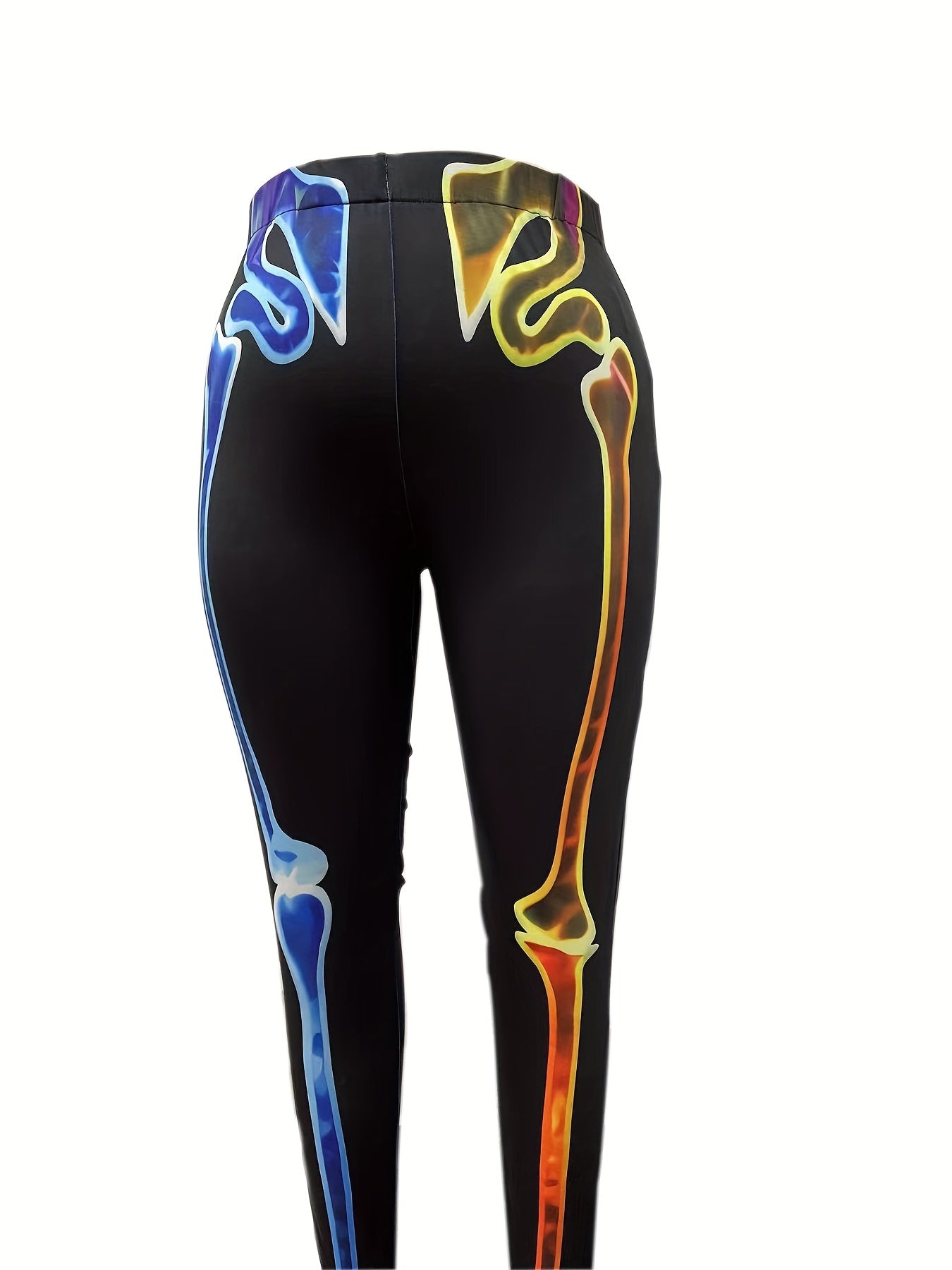 Women's Plus Skull Print High Rise Halloween Leggings