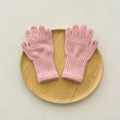 Kids Winter Wool Gloves Solid Color Warm Boys Girls Five Finger Gloves