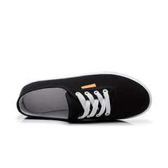 Women's Low Top Canvas Sneakers Lace Up Flat Shoes