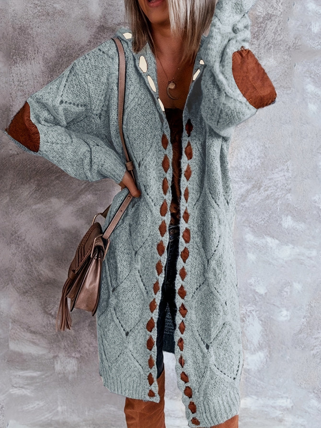 Open Front Chunky Knitted Cardigan