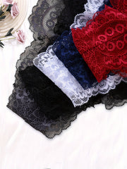 5pcs Floral Lace Panties Soft & Comfy Low Waist Stretchy Panties
