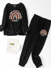 Leopard Print Lounge Set Fleece Top & Tie Joggers Pajama