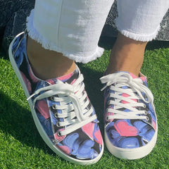 Pink Love Heart Pattern Flat Shoes Women's Shallow Mouth Casual Shoes