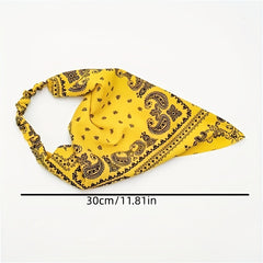 Paisley Print Head Scarf Triangle Bandana Hairband Elastic Headwrap