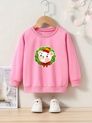 Bear Graphic Pullover Girls Sweatshirt Kids Christmas Party