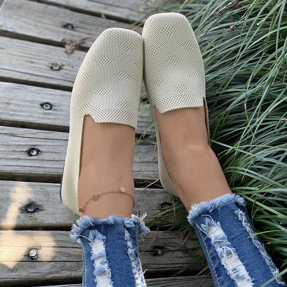 Women's Braided Loafers Slip On Flat Shoes Casual Breathable Shoes