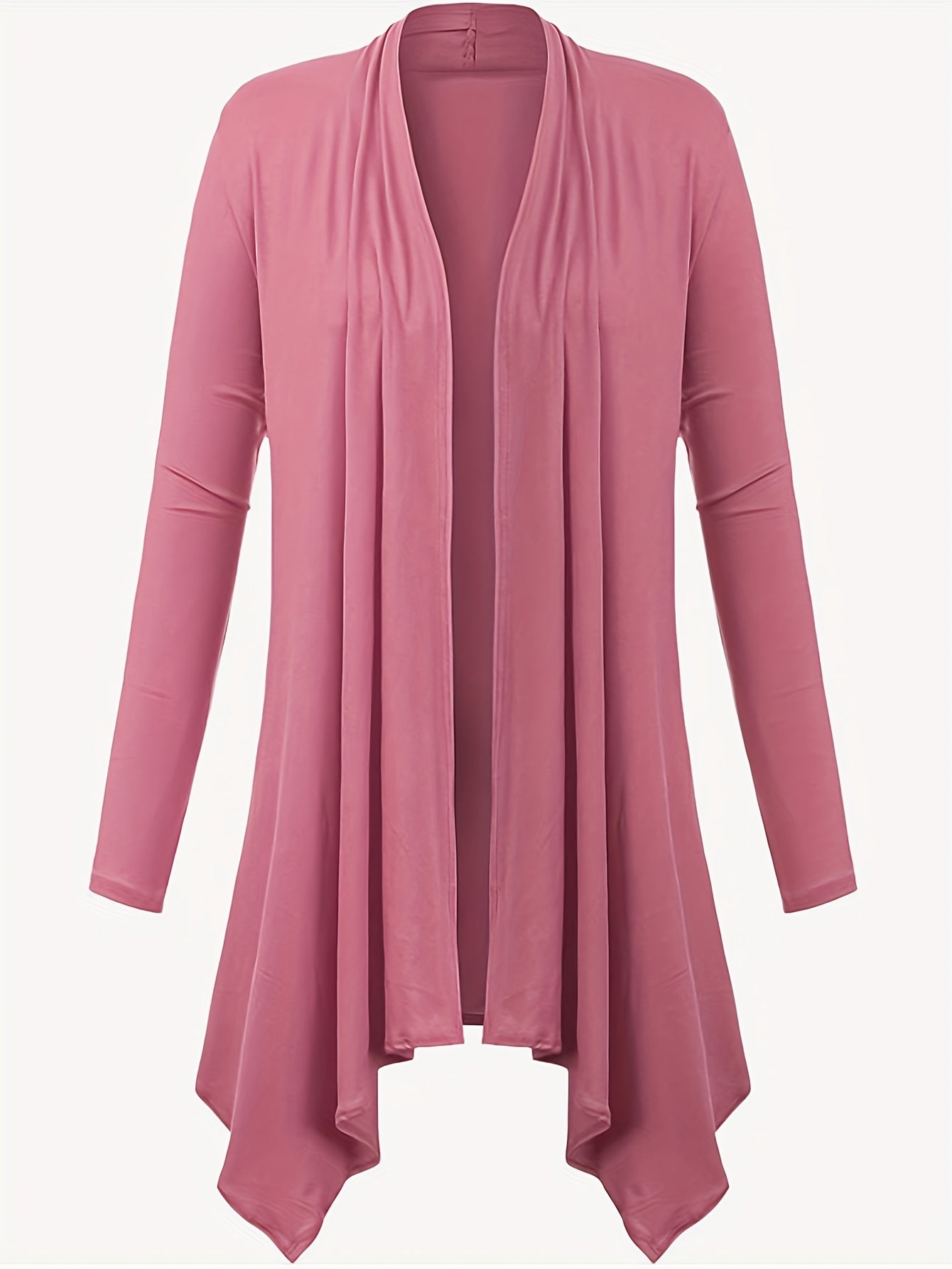 Solid Long Sleeve Open Front Cardigan