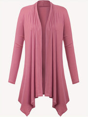 Solid Long Sleeve Open Front Cardigan