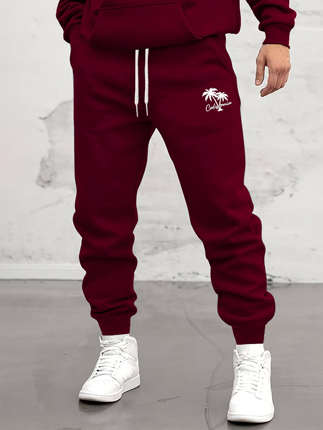 Coconut Tree Print Drawstring Sweatpants Loose Fit Pants Men's Casual Joggers