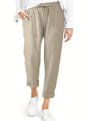 Drawstring Waist Loose Pants Casual Patched Pocket Pants