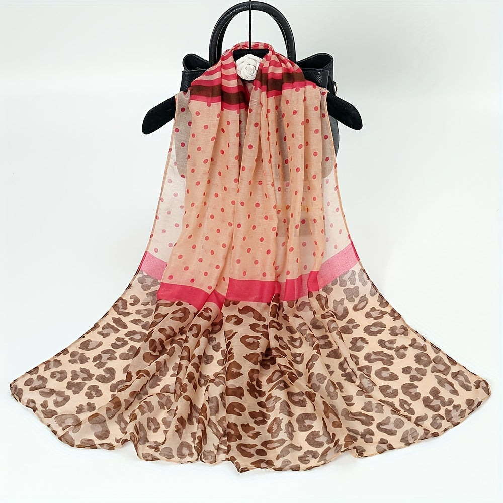 Leopard Print Scarf Classic Block Shawl Boho Windproof Headwraps
