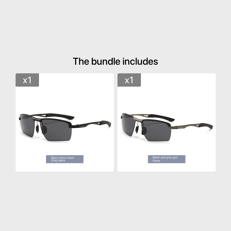 Polarized Sports Sunglasses Half Frame with Zipper Case