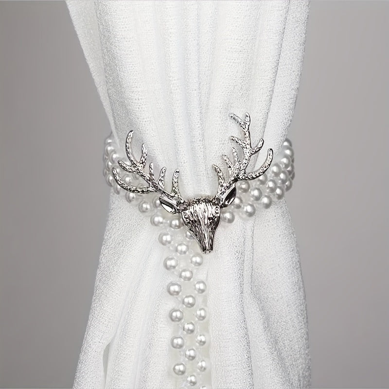 Christmas Elastic Curtain Strap Faux Pearl Beaded