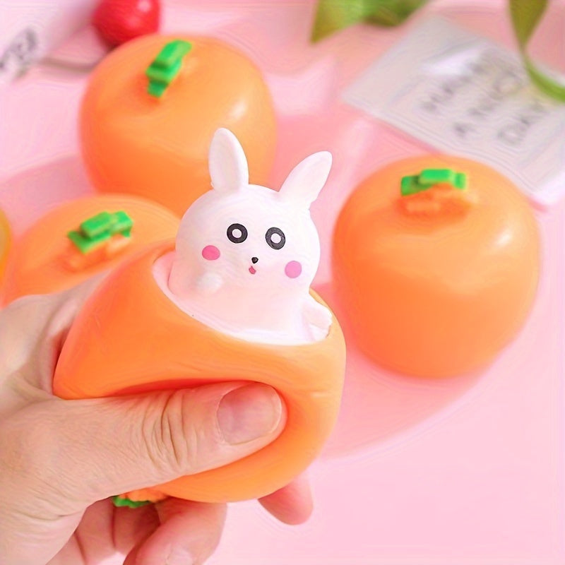 2pcs Bunny Squeeze Toy Carrot Head Fun Prank Gag Gift Educational Party Favor
