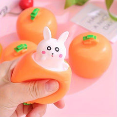 2pcs Bunny Squeeze Toy Carrot Head Fun Prank Gag Gift Educational Party Favor