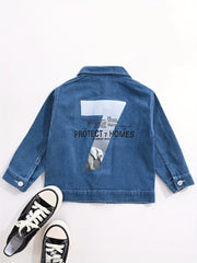 Boys Casual Denim Jacket Button Down Coat