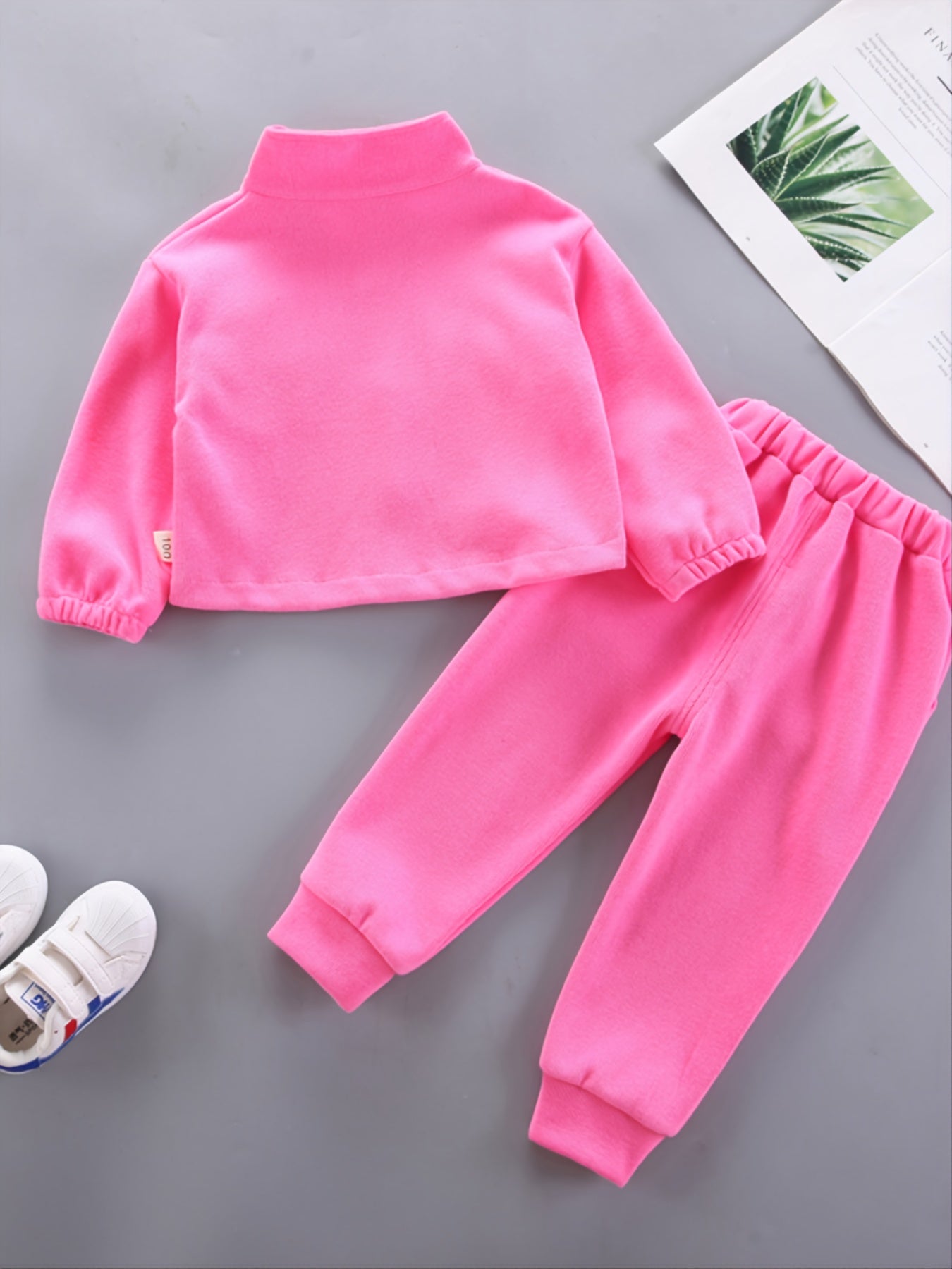 Girls' Casual Solid Cotton Sports Suit