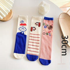 Girls Cartoon Dog Print Calf Socks Breathable Crew Socks