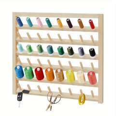 54 Spool Wooden Thread Holder Sewing Embroidery Thread Rack Wall Mounted