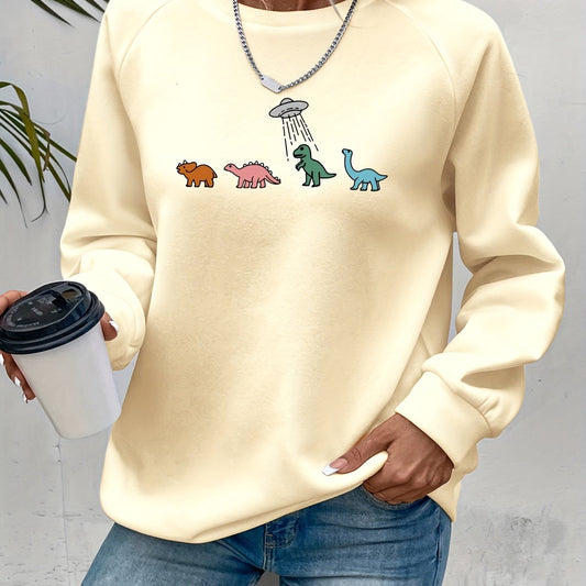 Dino Print Crew Neck Sweatshirt Women's S/F