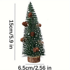 Mini Artificial Christmas Trees Snow Trees with Wooden Base for Christmas Decor