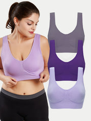 3 Pack Plus Size Basic Bras Set Women's Plus