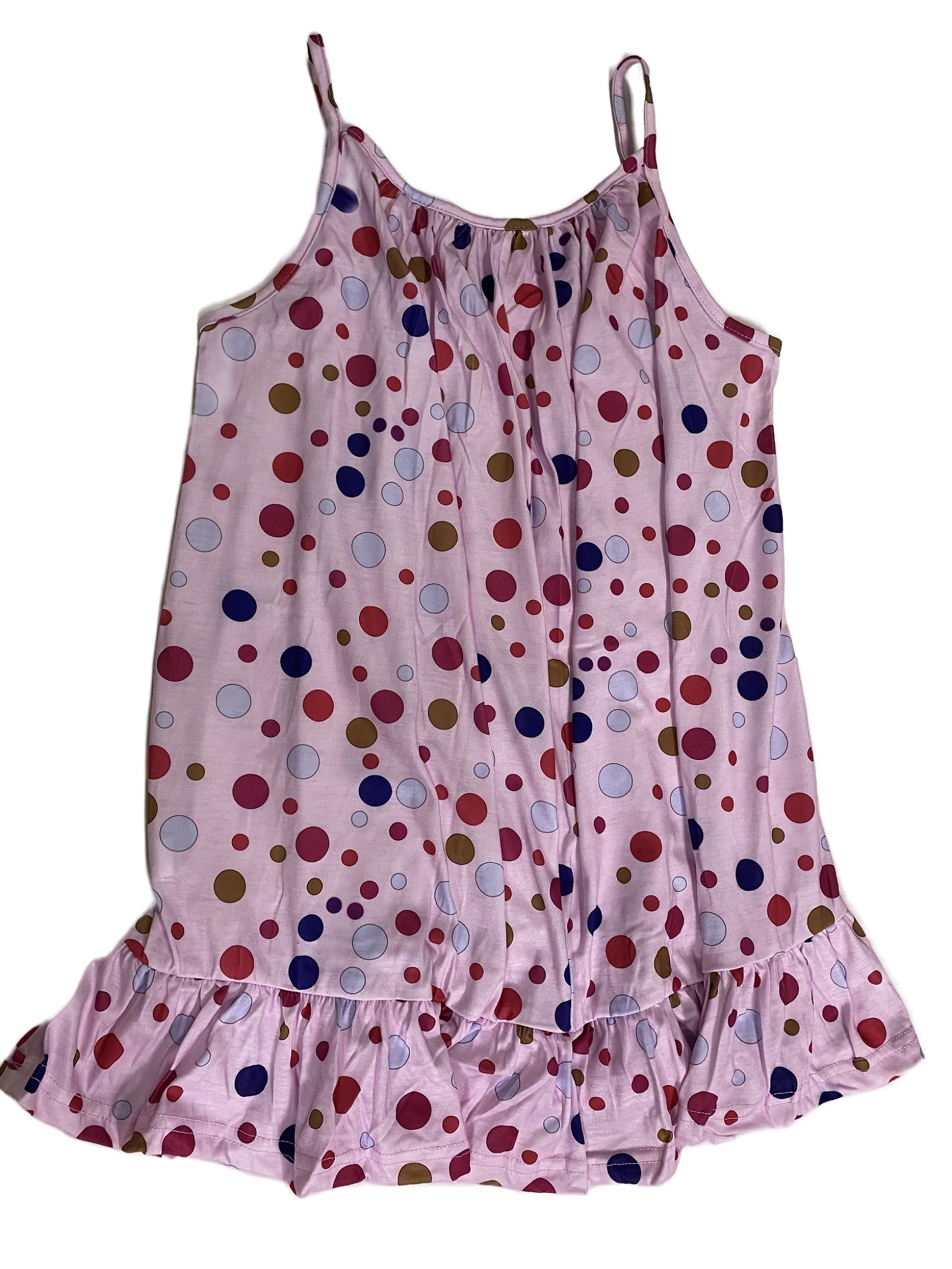 Polka Dot Cami Top Sleeveless Crew Neck Spaghetti Strap