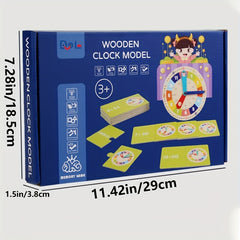 Montessori Wooden Clock Model with Cards - Teaching Aid for Kindergartners