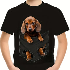 Boys' Dog 3D Print T Shirt Short Sleeve Tee for Summer Fun