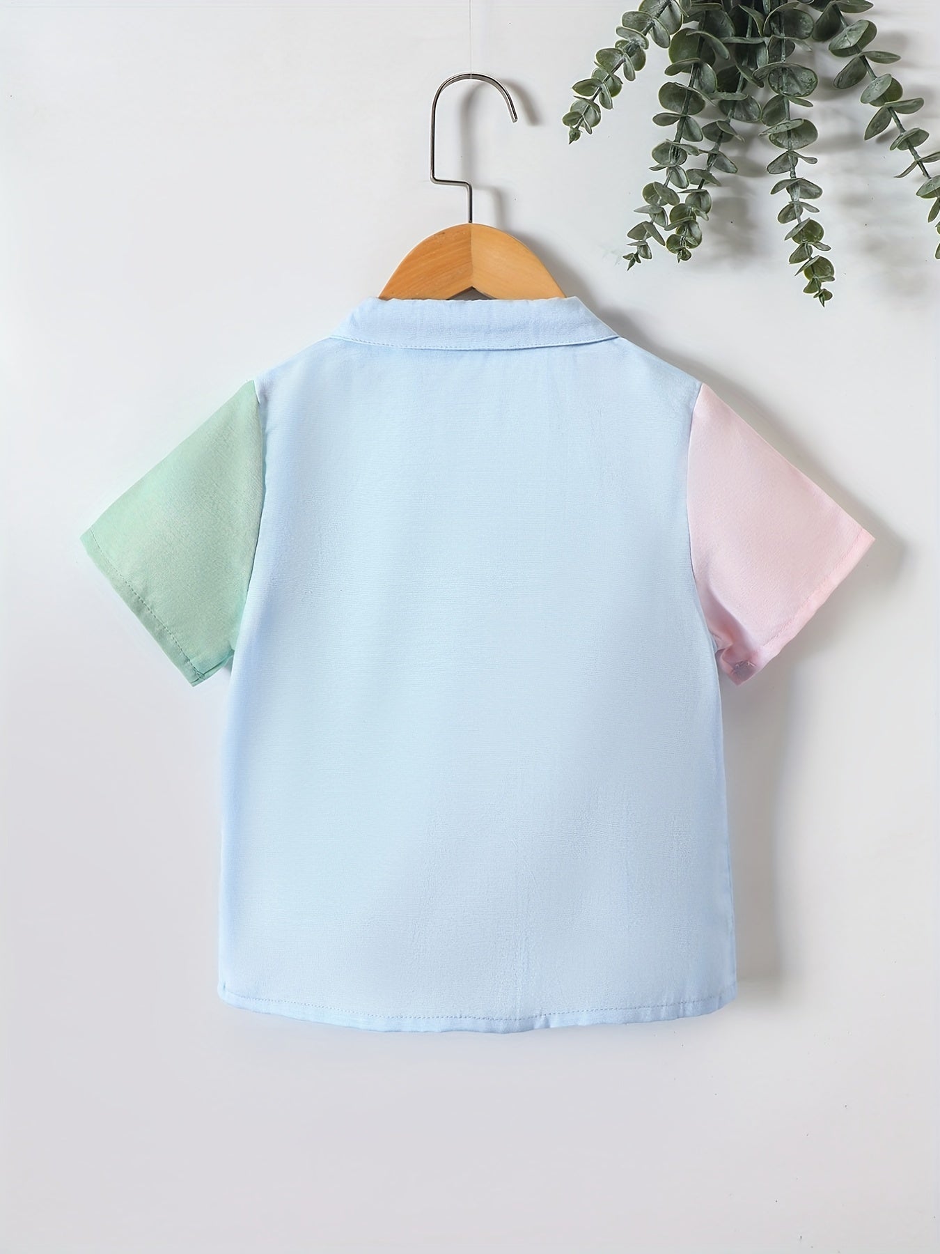 Boys Block Short Sleeves Shirt Preppy Style For Summer Kids Clothes
