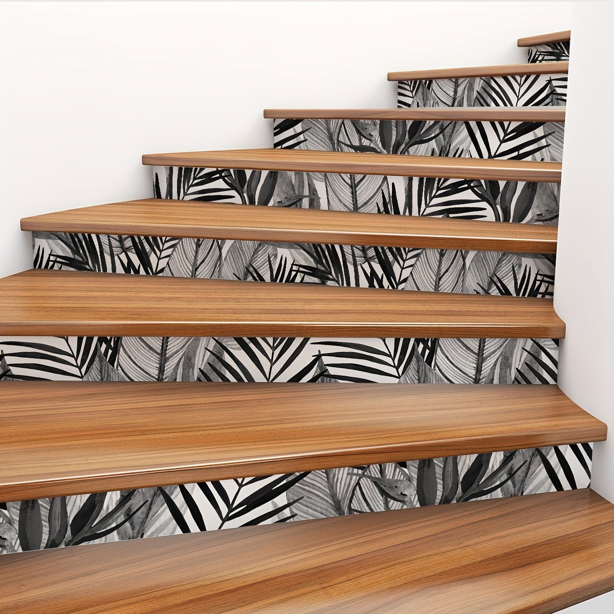 6pcs Tropical Coniferous Watercolor Staircase Sticker Self-adhesive Wallpaper